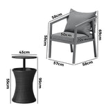 Livsip Outdoor Patio Set Ice Bucket Black Table Bistro Setting 3pcs - 45-Degree Angle
