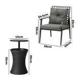 Livsip Outdoor Furniture Setting Ice Bucket Black Table 2 Seater
