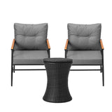 Livsip Outdoor Lounge Setting Ice Bucket Black Table 2 Seater