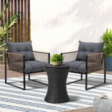 Livsip Outdoor Patio Set Ice Bucket Black Table Rattan Bistro Set 3pcs - Rear View
