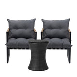 Livsip Outdoor Patio Set Ice Bucket Black Table Rattan Bistro Set 3pcs