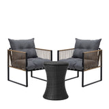 Livsip Outdoor Patio Set Ice Bucket Black Table Rattan Bistro Set 3pcs - Side View