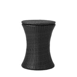 Livsip Outdoor Patio Set Ice Bucket Black Table Rattan Bistro Set 3pcs