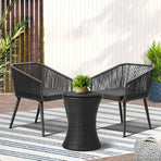 Livsip 3PCS Outdoor Lounge Setting Ice Bucket Black Adjustable Table