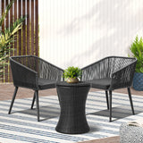 Livsip 3PCS Outdoor Lounge Setting Ice Bucket Black Adjustable Table - Front View