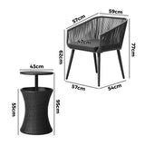 Livsip 3PCS Outdoor Lounge Setting Ice Bucket Black Adjustable Table