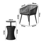 Livsip 3PCS Outdoor Lounge Setting Ice Bucket Black Adjustable Table