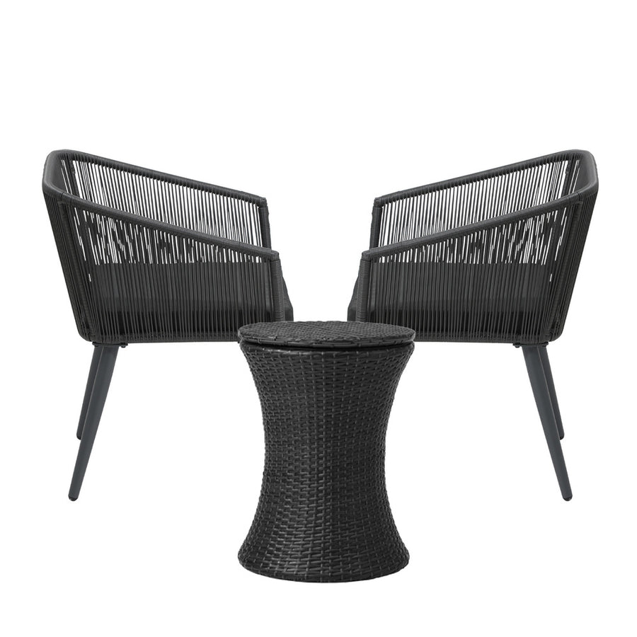 Livsip 3PCS Outdoor Lounge Setting Ice Bucket Black Adjustable Table