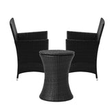 Livsip Outdoor Patio Set Ice Bucket Table Black Bistro Setting 3pcs - Front View