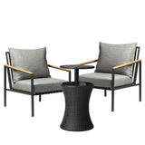 Livsip Outdoor Patio Set Ice Bucket Black Table Sofa Setting 3pcs