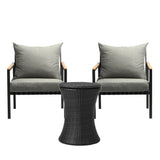 Livsip Outdoor Patio Set Ice Bucket Black Table Sofa Setting 3pcs