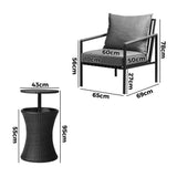 Livsip Outdoor Patio Set Ice Bucket Black Table Sofa Setting 3pcs - Front View