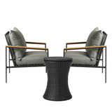 Livsip Outdoor Patio Set Ice Bucket Black Table Sofa Setting 3pcs
