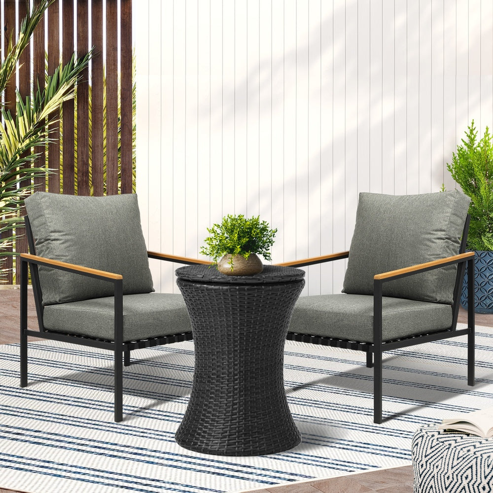 Livsip Outdoor Patio Set Ice Bucket Black Adjustable Table Sofa Set 3pcs