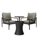 Livsip Outdoor Patio Set Ice Bucket Black Adjustable Table Sofa Set 3pcs