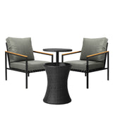 Livsip Outdoor Patio Set Ice Bucket Black Adjustable Table Sofa Set 3pcs