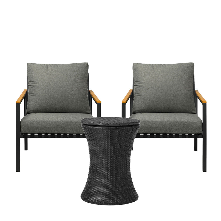 Livsip Outdoor Patio Set Ice Bucket Black Adjustable Table Sofa Set 3pcs