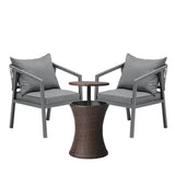 Livsip Outdoor Patio Set Ice Bucket Brown Table Bistro Setting 3pcs