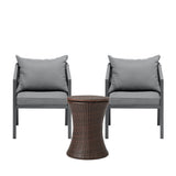 Livsip Outdoor Patio Set Ice Bucket Brown Table Bistro Setting 3pcs