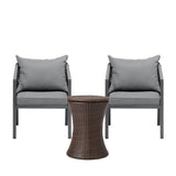 Livsip Outdoor Patio Set Ice Bucket Brown Table Bistro Setting 3pcs - Rear View