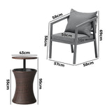 Livsip Outdoor Patio Set Ice Bucket Brown Table Bistro Setting 3pcs - Side View