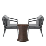 Livsip Outdoor Patio Set Ice Bucket Brown Table Bistro Setting 3pcs