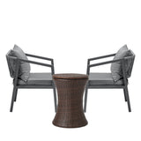 Livsip Outdoor Patio Set Ice Bucket Brown Table Bistro Setting 3pcs - Top-Down View