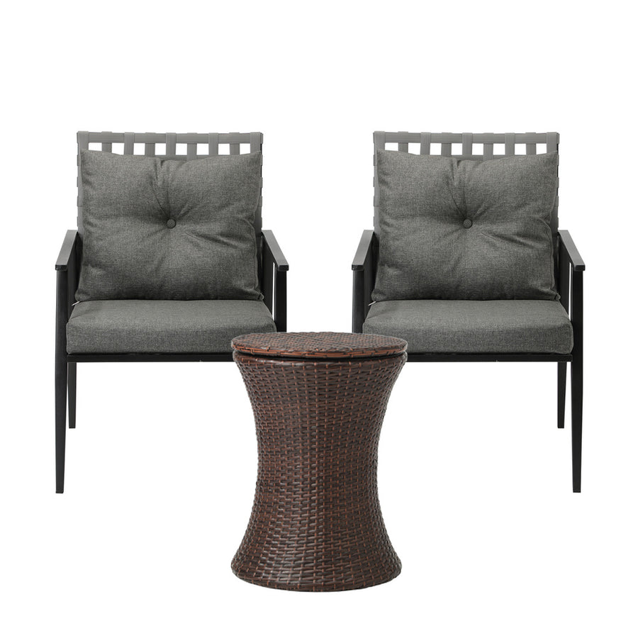 Livsip Outdoor Patio Set Ice Bucket Brown Table 2 Seater Bistro Set
