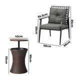 Livsip Outdoor Patio Set Ice Bucket Brown Table 2 Seater Bistro Set