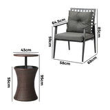 Livsip Outdoor Patio Set Ice Bucket Brown Table 2 Seater Bistro Set - Front View