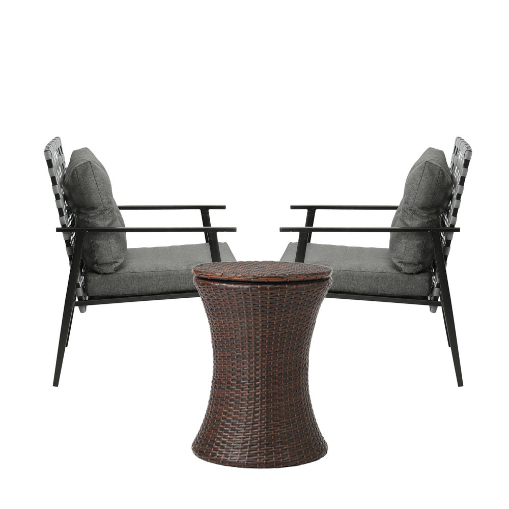 Livsip Outdoor Patio Set Ice Bucket Brown Table 2 Seater Bistro Set