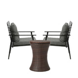 Livsip Outdoor Patio Set Ice Bucket Brown Table 2 Seater Bistro Set - Top-Down View