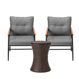 Livsip Outdoor Lounge Setting Ice Bucket Brown Table 2 Seater - Top-Down View