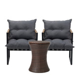 Livsip Outdoor Patio Set Ice Bucket Brown Table Rattan Bistro Set 3pcs