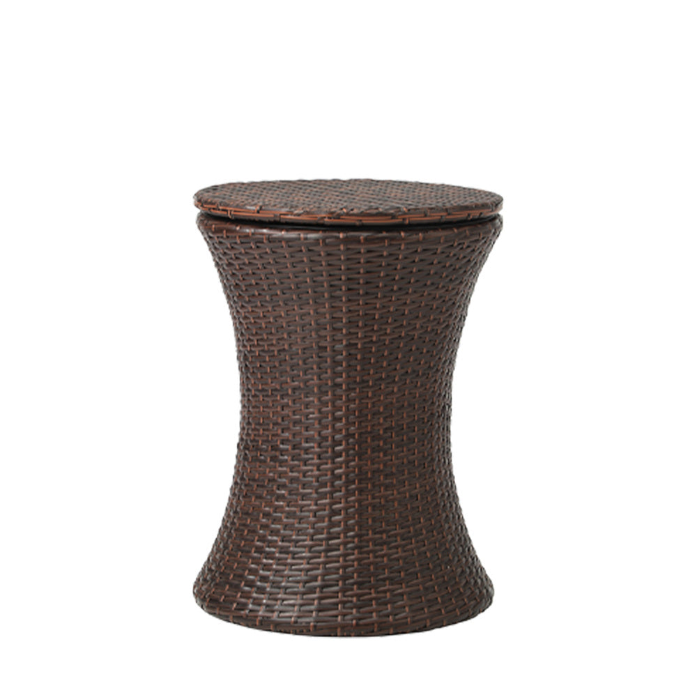 Livsip Outdoor Patio Set Ice Bucket Brown Table Rattan Bistro Set 3pcs