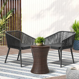 Livsip 3PCS Outdoor Lounge Setting Ice Bucket Brown Adjustable Table - 45-Degree Angle