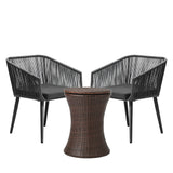 Livsip 3PCS Outdoor Lounge Setting Ice Bucket Brown Adjustable Table