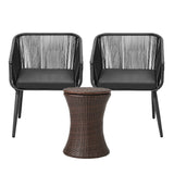 Livsip 3PCS Outdoor Lounge Setting Ice Bucket Brown Adjustable Table - Rear View