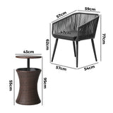 Livsip 3PCS Outdoor Lounge Setting Ice Bucket Brown Adjustable Table
