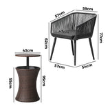 Livsip 3PCS Outdoor Lounge Setting Ice Bucket Brown Adjustable Table - Front View