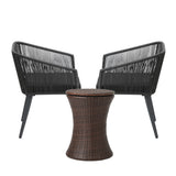 Livsip 3PCS Outdoor Lounge Setting Ice Bucket Brown Adjustable Table