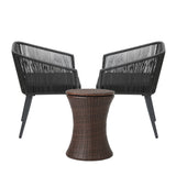 Livsip 3PCS Outdoor Lounge Setting Ice Bucket Brown Adjustable Table - Top-Down View