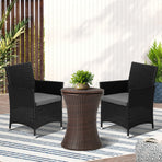 Livsip Outdoor Patio Set Ice Bucket Table Brown Bistro Setting 3pcs