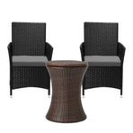 Livsip Outdoor Patio Set Ice Bucket Table Brown Bistro Setting 3pcs
