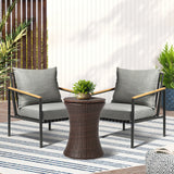 Livsip Outdoor Patio Set Ice Bucket Brown Table Sofa Setting 3pcs