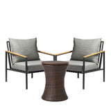 Livsip Outdoor Patio Set Ice Bucket Brown Table Sofa Setting 3pcs