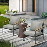 Livsip Outdoor Patio Set Ice Bucket Brown Table Sofa Setting 3pcs