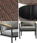 Livsip Outdoor Patio Set Ice Bucket Brown Table Sofa Setting 3pcs
