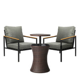 Livsip Outdoor Patio Set Ice Bucket Brown Adjustable Table Sofa Set 3pcs