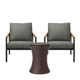 Livsip Outdoor Patio Set Ice Bucket Brown Adjustable Table Sofa Set 3pcs